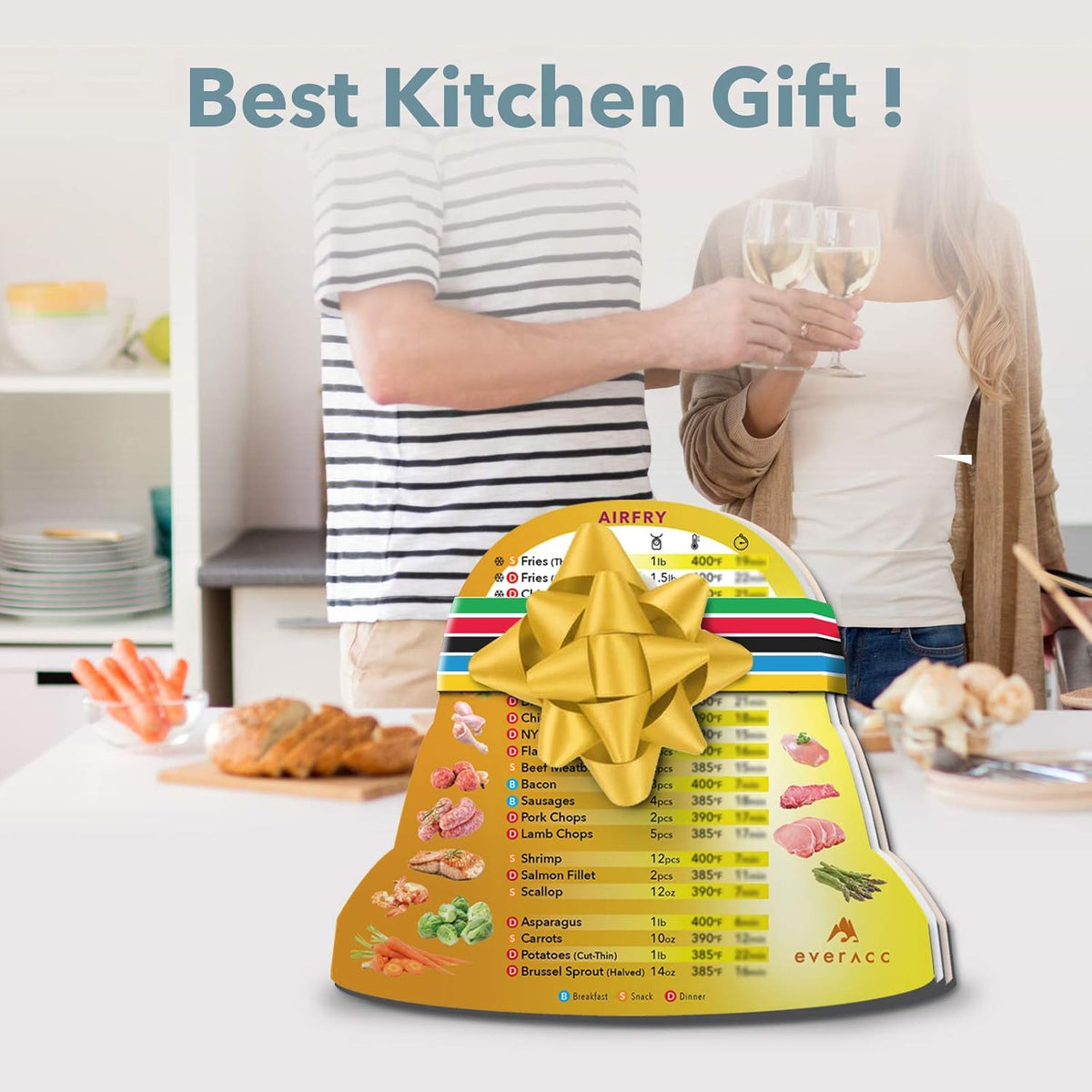 Air Fryer Magnetic Cheat Sheet Set, Instapot Air Fryer Accessories Cooking Times Chart, Instant Pot Airfryer Oven Frying Guide Cookbook Magnets (Metallic)