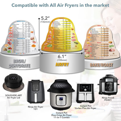 Air Fryer Magnetic Cheat Sheet Set, Instapot Air Fryer Accessories Cooking Times Chart, Instant Pot Airfryer Oven Frying Guide Cookbook Magnets (Metallic)