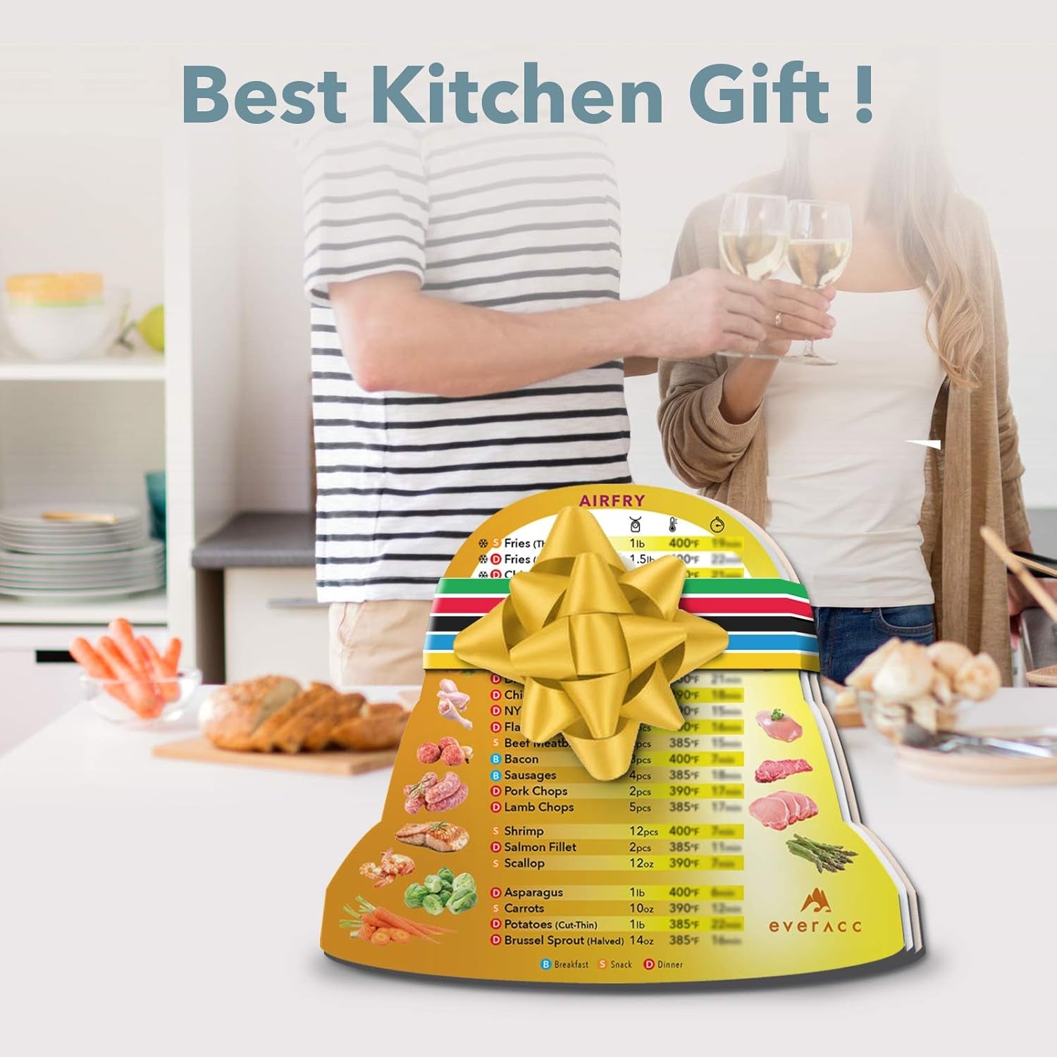 Air Fryer Magnetic Cheat Sheet Set, Instapot Air Fryer Accessories Cooking Times Chart, Instant Pot Airfryer Oven Frying Guide Cookbook Magnets (Metallic)