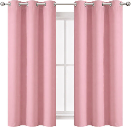 Baby Pink Blackout Curtains/42 X 63 Inch/Set of Two Panels Grommet Bedroom Curtains