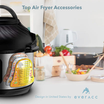 Air Fryer Magnetic Cheat Sheet Set, Instapot Air Fryer Accessories Cooking Times Chart, Instant Pot Airfryer Oven Frying Guide Cookbook Magnets (Metallic)